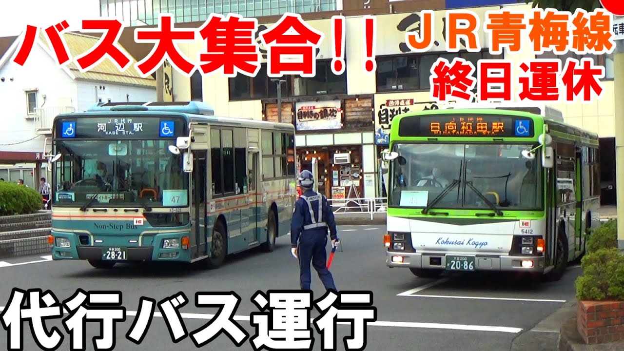 【バス祭り!?】青梅線終日運休代行バスで多数の会社のバスが大集結【国際興業バス、京王バス、西武バス、西東京バス】
