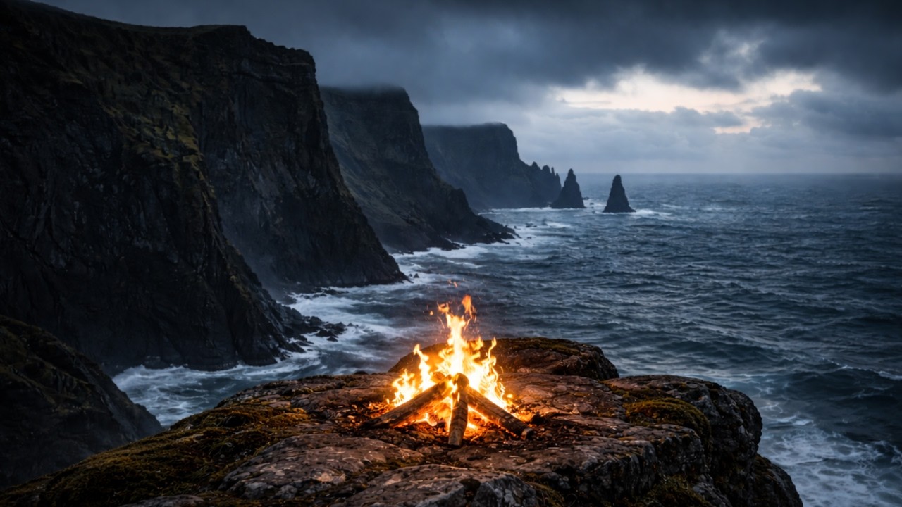 🔥 Fireplace Nordic Coast Ambience 10 Hours for Deep Sleep Meditation Calms #fire #sleep #relaxing