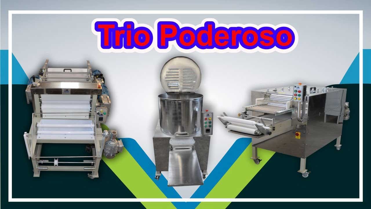 Trio de maquinas Magnificas - Cilindro de Sete Rolo de 60 Afinado de 60 e Masseira de  100kg