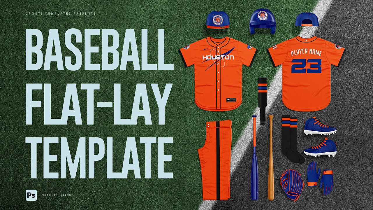 Photoshop Tutorial using Flat Lay Baseball Uniform Template