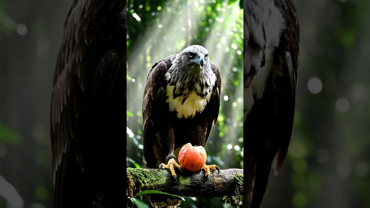 Rare Harpy Eagle Eating Fruit in the Amazon  Stunning 8K