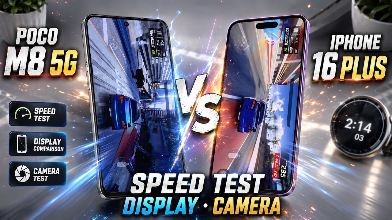 POCO M8 vs iPhone 16 Plus | Speed Test, Display, Camera Comparison