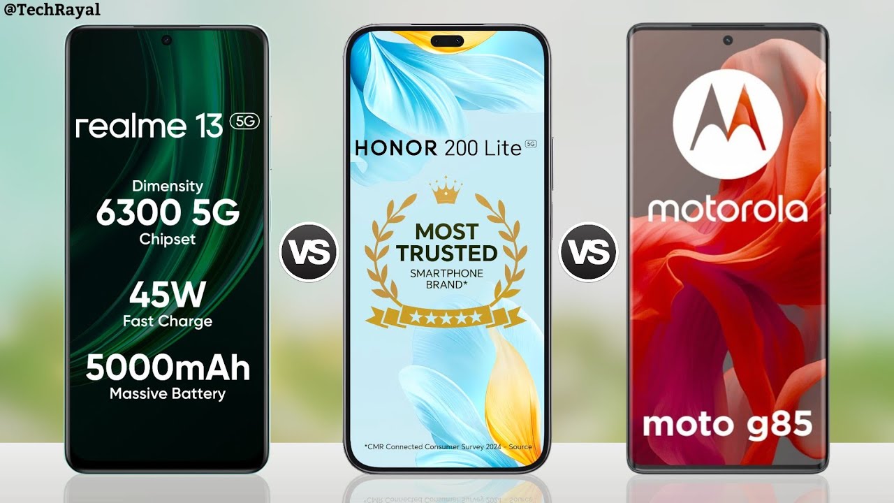 Realme 13 5g vs Honor 200 Lite vs Moto G85 5g || Full Comparison