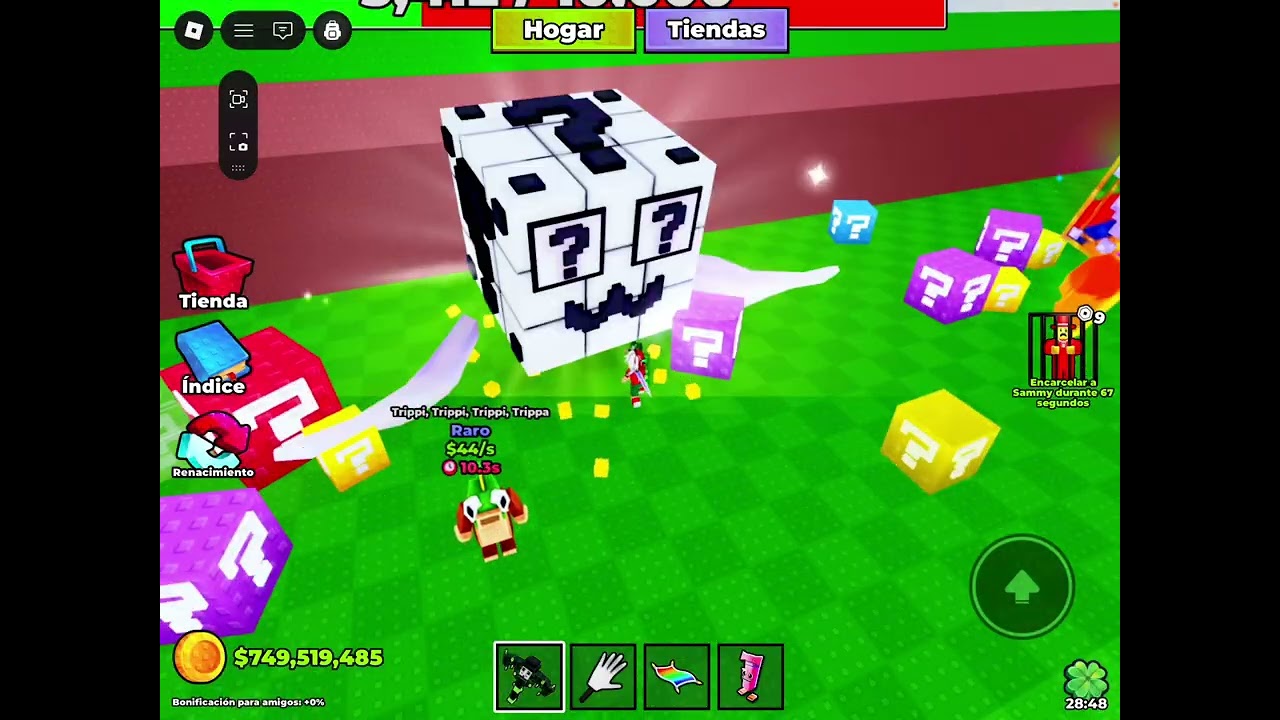 Jugando a romper los bloques en Roblox