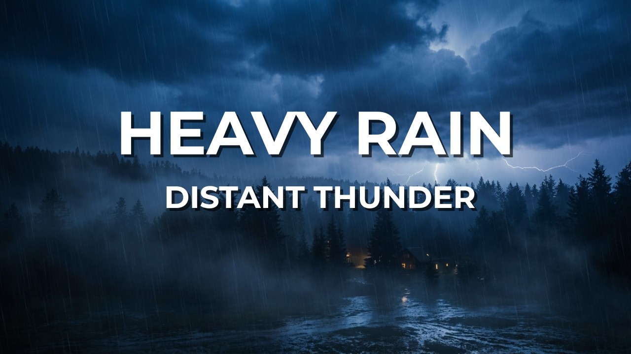 Heavy Rain with Distant Thunder (Black Screen) – 3 Hours for Deep Sleep