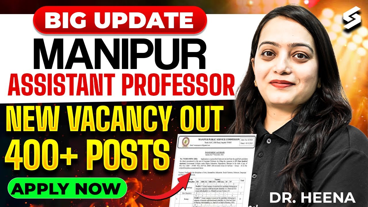 Manipur Assistant Professor Vacancy 2025 | 400+ Posts | Eligibility, Salary, Apply Now | Dr. Heena