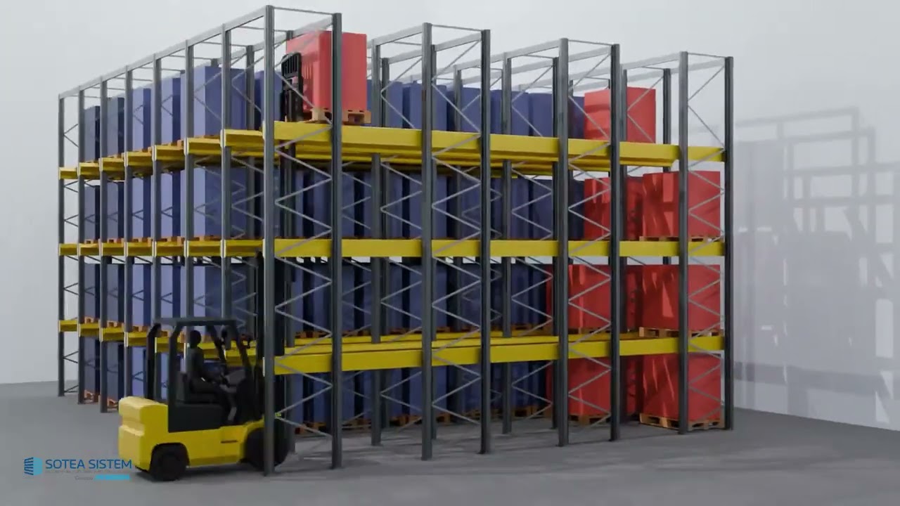 Magazzino Drive-In: come funziona | Animazione 3D del sistema di stoccaggio ad alta densit&agrave;