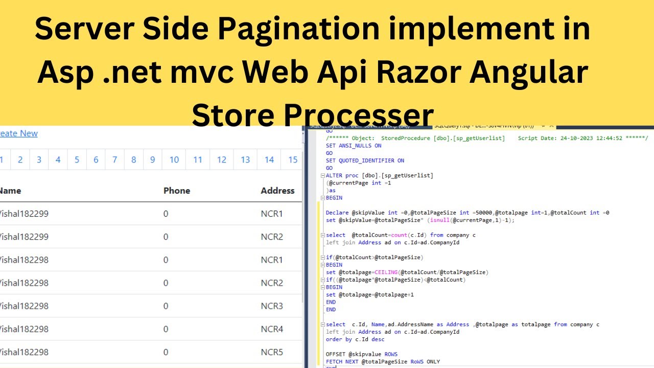 Implement paging  server side in asp net mvc  paging in asp net mvc from database store processer