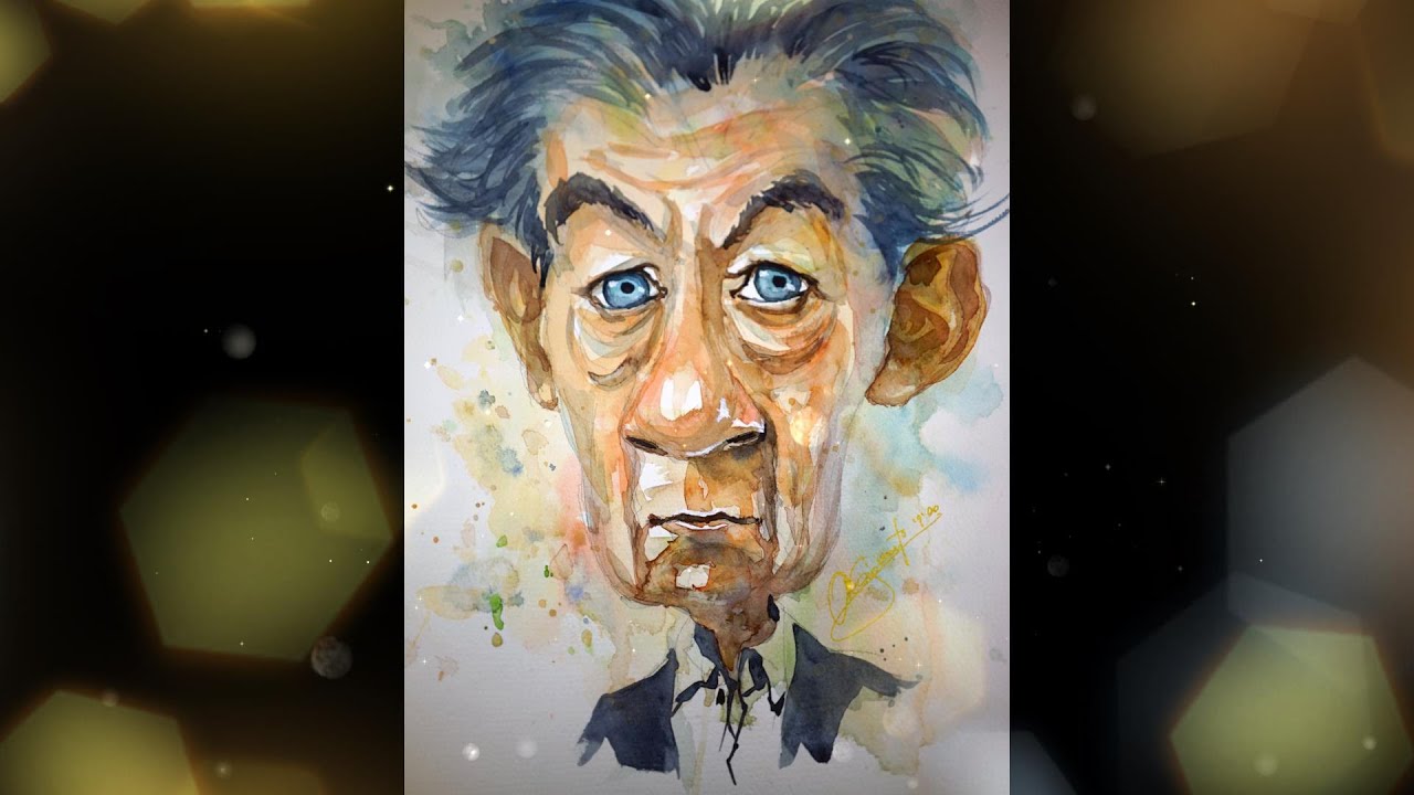 How to draw a caricature in watercolor 👉👉👉 Ian Mckellen