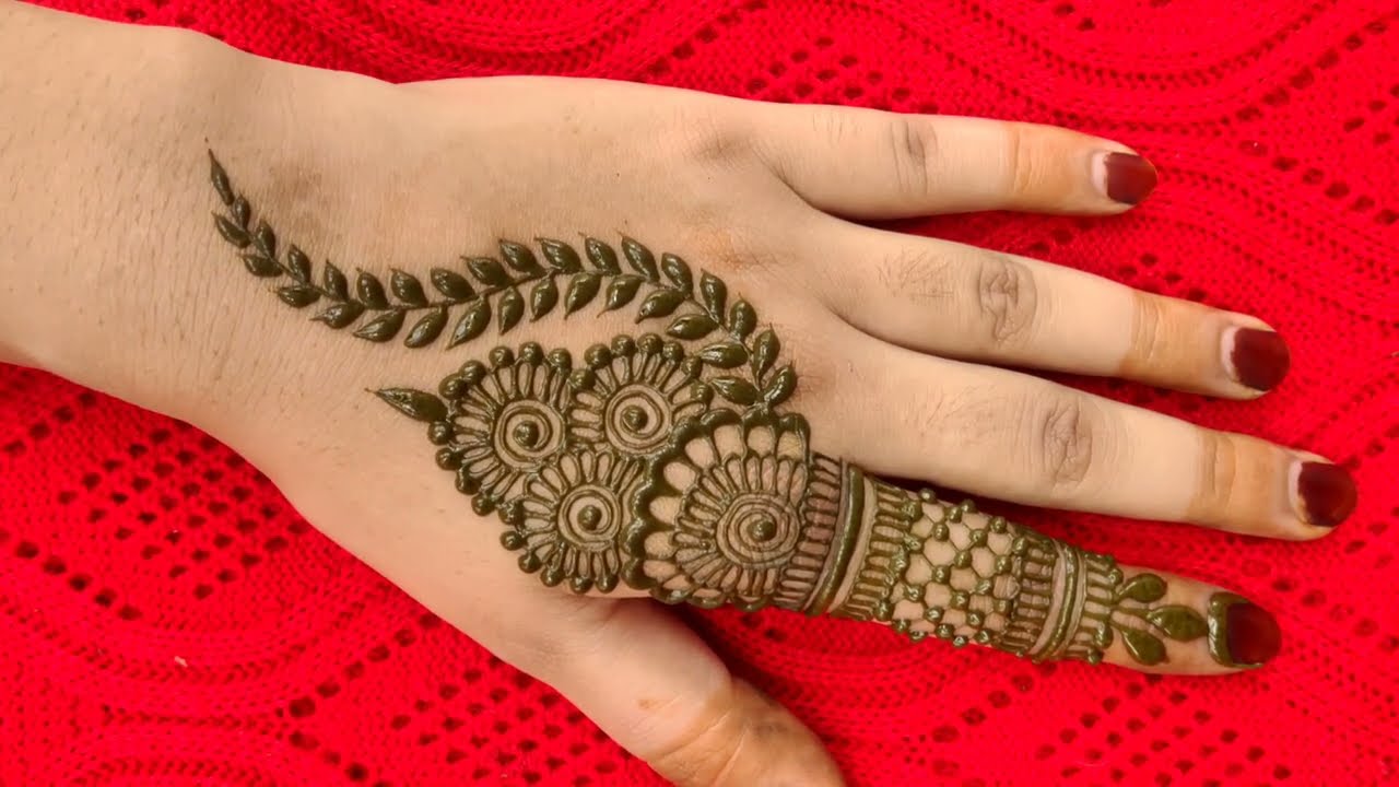 very short easy and beautiful mehndi design for back hands by GJMEHENDIDESIGNE