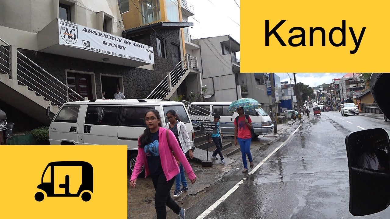 Riding on auto rickshaw along Kandy streets Sri Lanka