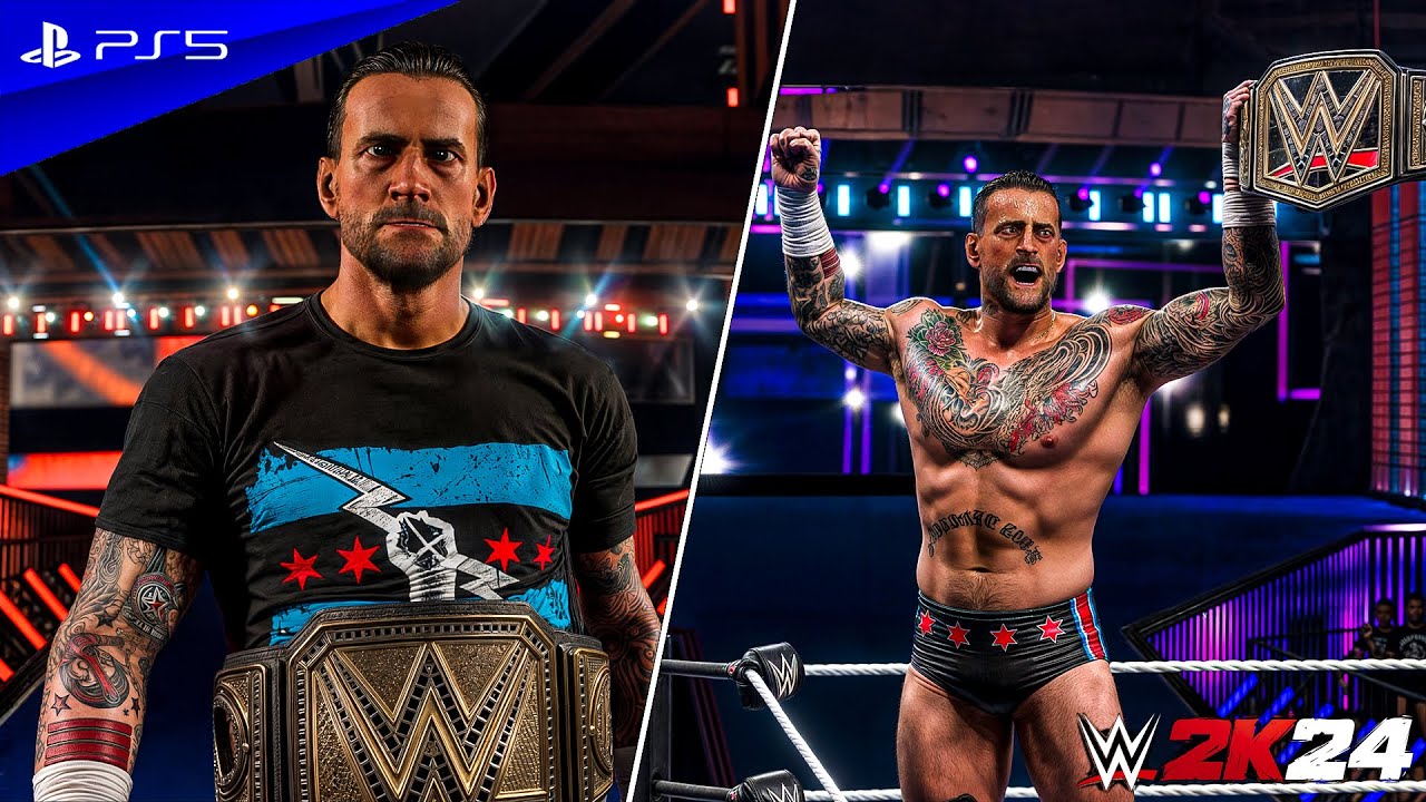 WWE 2K24 - CM Punk New Champion Entrance, Victory & Finisher Animation | ECW Punk DLC | PS5™ [4K60]