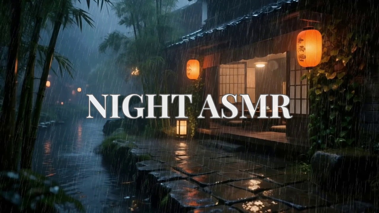 12 Hours Dusk Rain ASMR at Bamboo Forest Garden for Instant Relief in Full HD 1080p 🎋