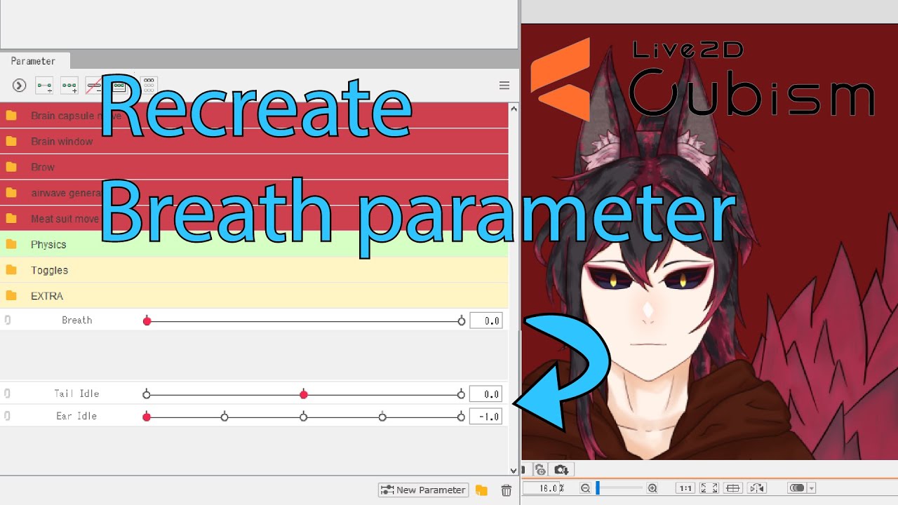 Live2D Tutorial - Simulate breath parameter with Idle Animation - more looping parts in VTuber model