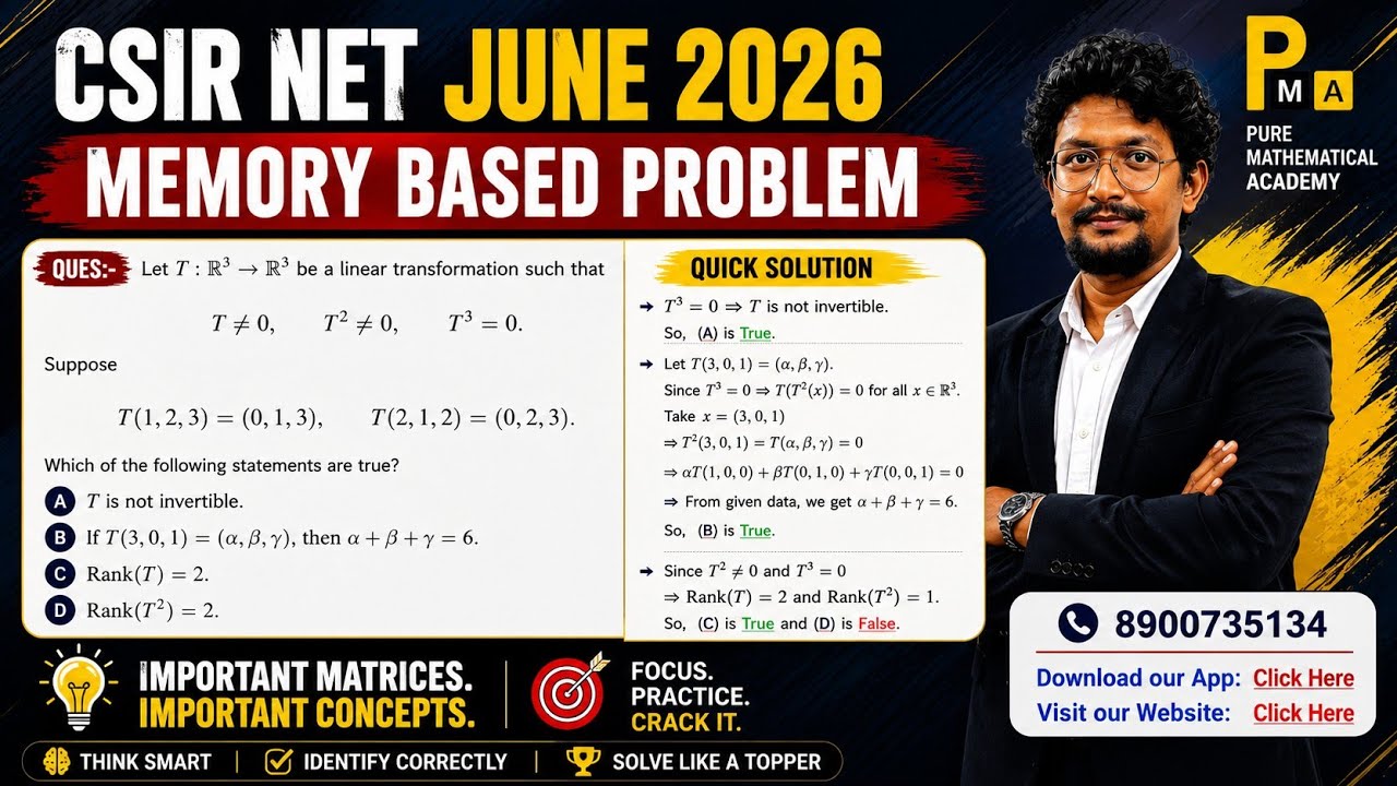 Linear Algebra Memory Based Solution | CSIR NET June 2026 Mathematics Solution