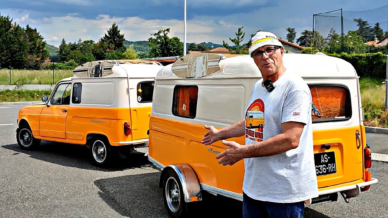 Renault 4L Ricard camping car - Caravane fabrication artisanale