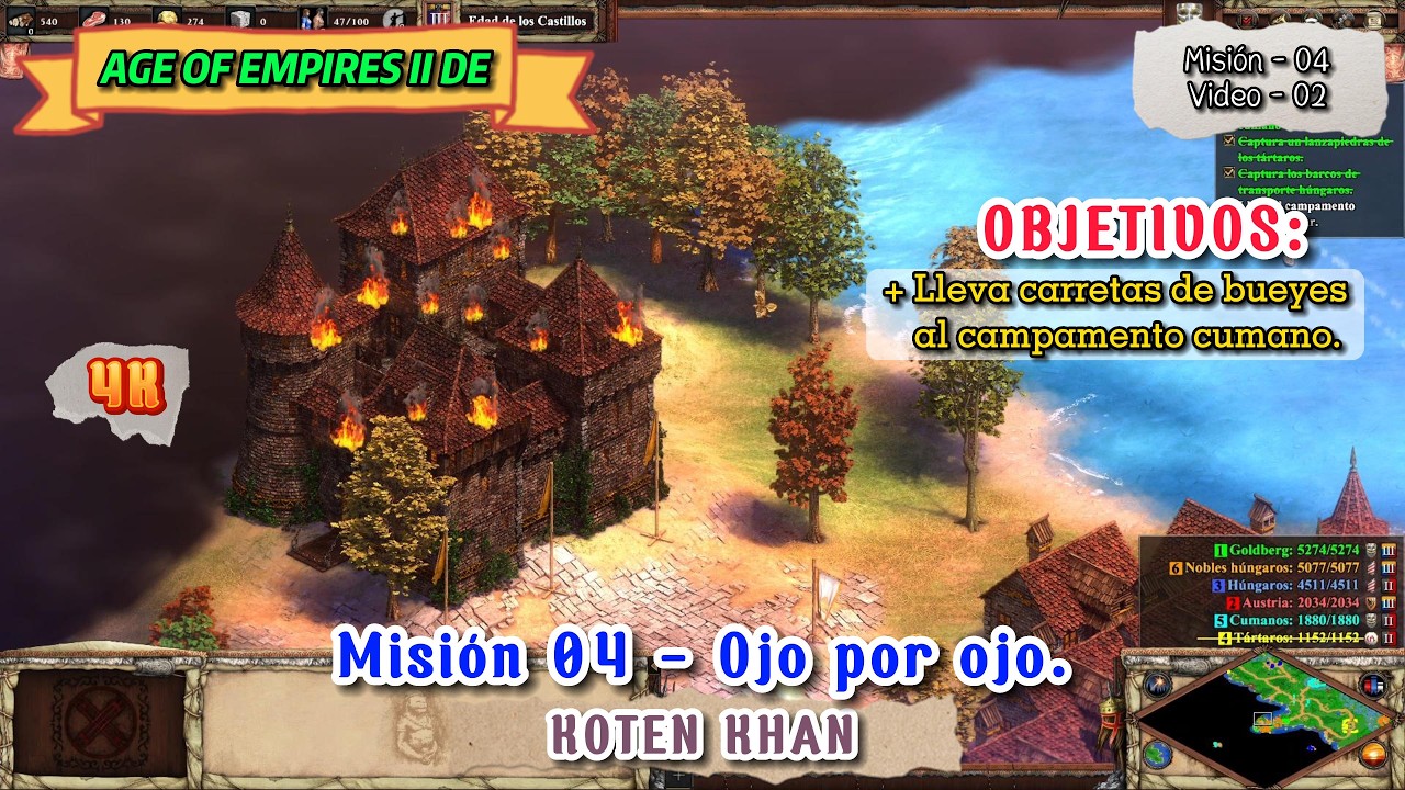 Age of Empires II DE 4K | Misión 04 - Ojo por ojo. (Video - 02). Koten Khan.