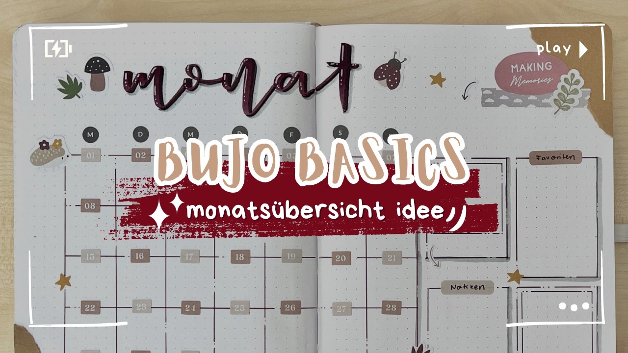 🦔🍄‍🟫 Beginner BuJo Monatsübersicht - Herbst Theme - Bullet Journal Idee für Anfänger auf Deutsch