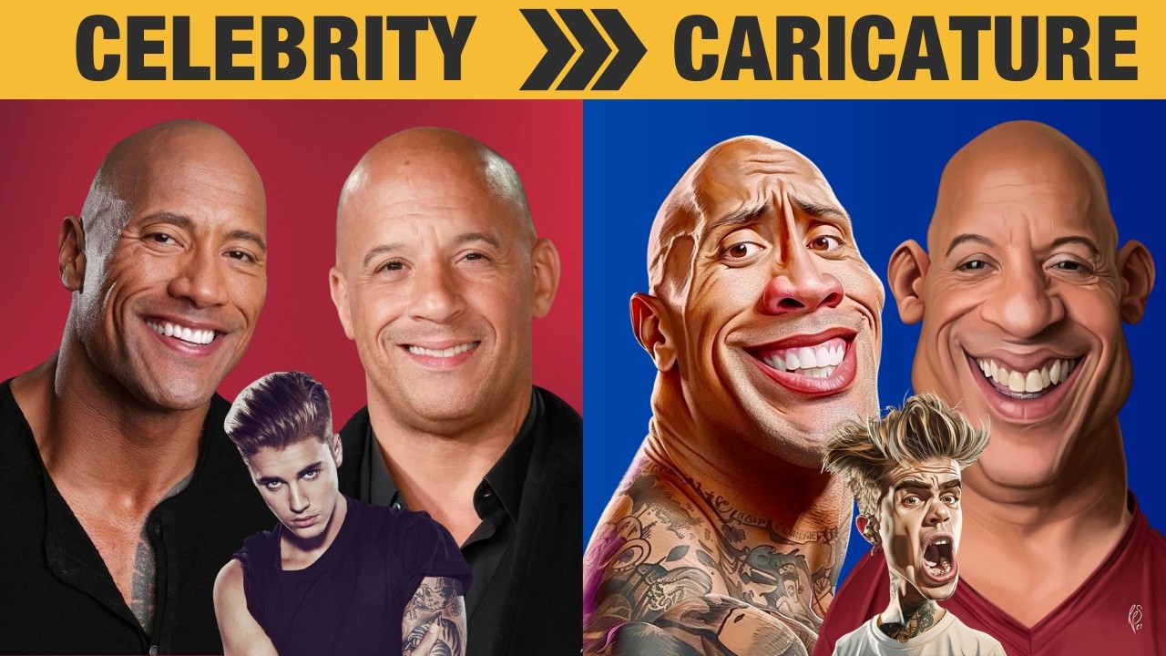 Celebrity Faces: Real vs Caricature 🔥