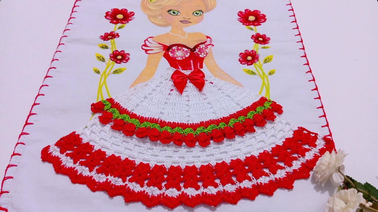 💥 Exclusivo! Aprenda a Fazer essa Linda Saia de Crochê Para Bonecas de Panos de Prato 