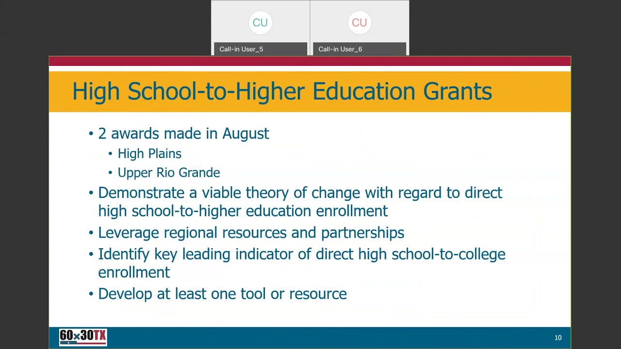 60x30TX Regional Targets Statewide Webinar Nov 15 2019