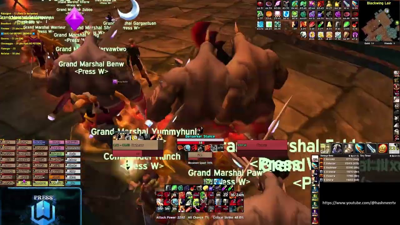 BWL Speedrun - Rank 4th 13:02 - Press W - WoW Classic Anniversary (Fury Warrior)