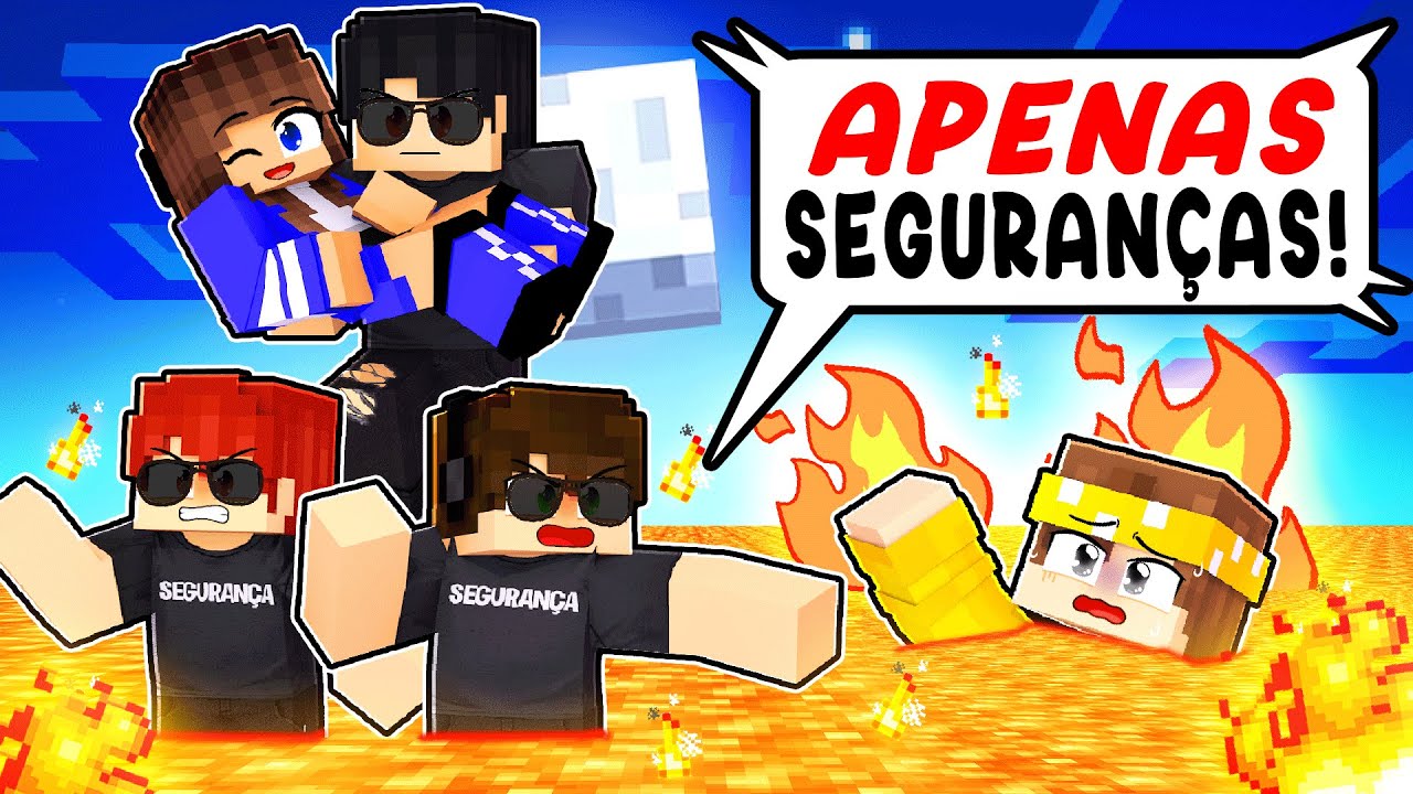 Jogando em APENAS 1 BLOCO com SEGURANÇAS no Minecraft ◂Miika▸