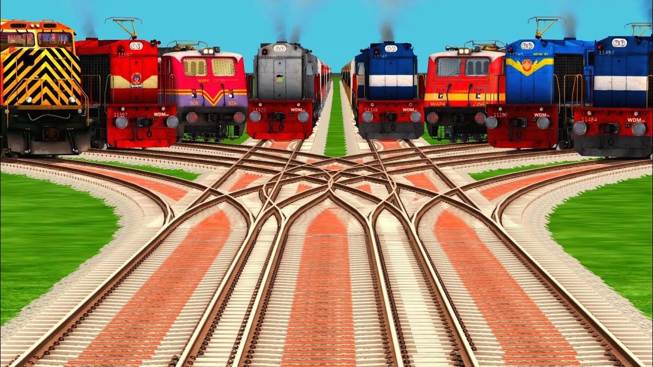 All Indian Express Train Crossing At 3D Railroad l Diamond Railroad Junction Tracks l traindingvideo