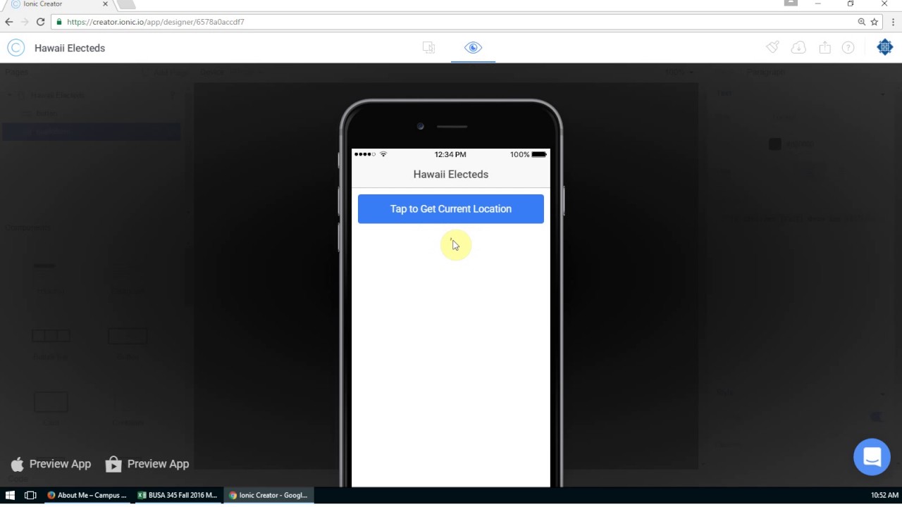BUSA345 Getting Started with Mobile App Project using Ionic Creator