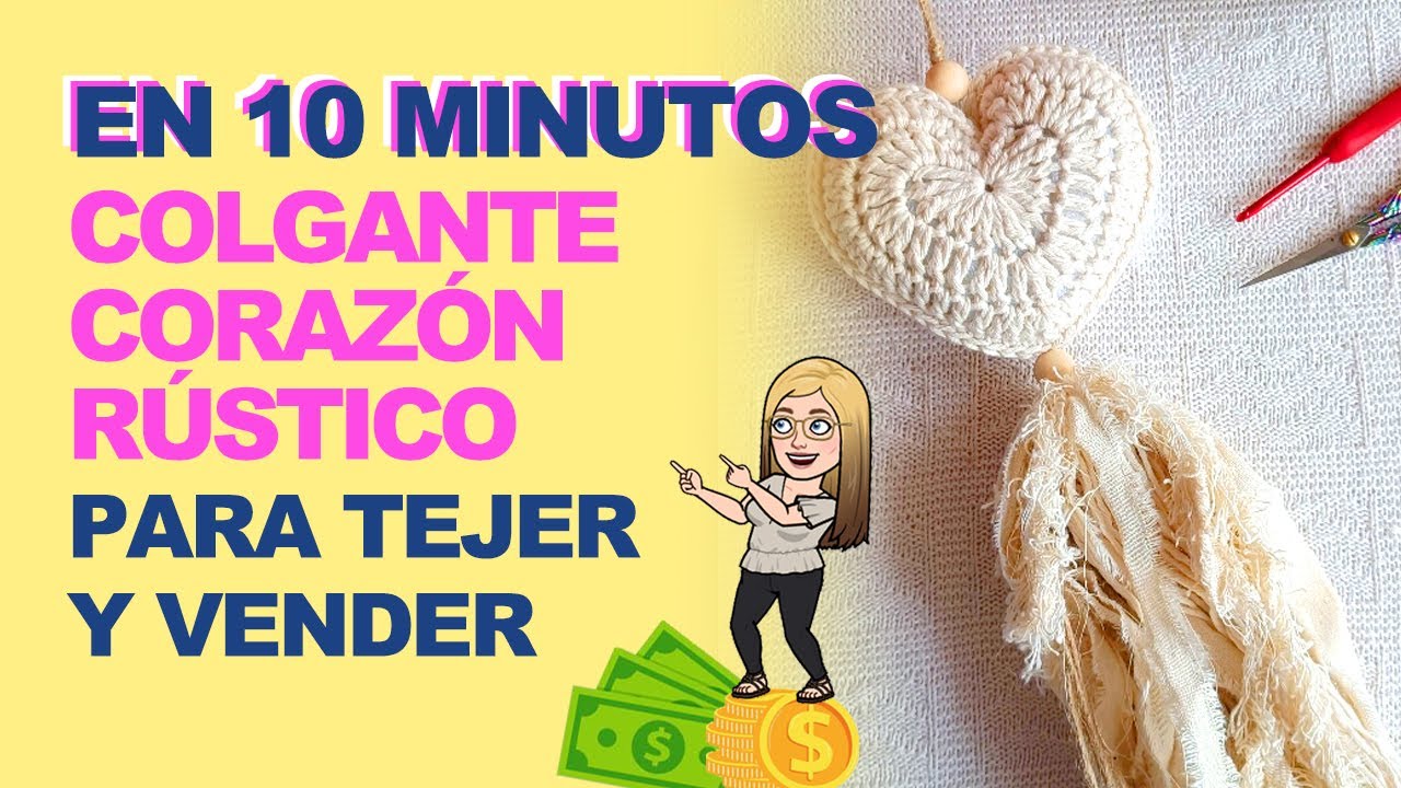 Otra idea ES PEC TA CU LAR para TEJER Y VENDER!  Colgante decorativo CORAZ&Oacute;N r&uacute;stico a crochet