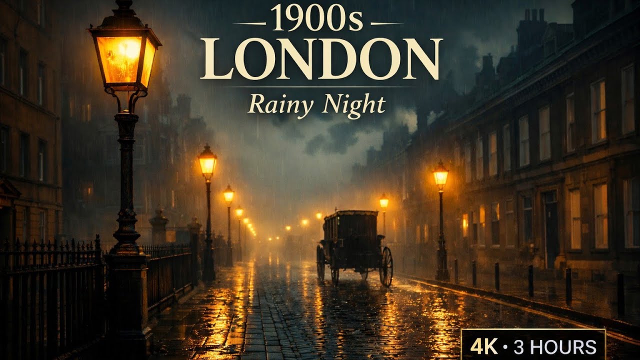 1900s London Rainy Night Ambience | Victorian England Atmosphere | 3 Hours 4K