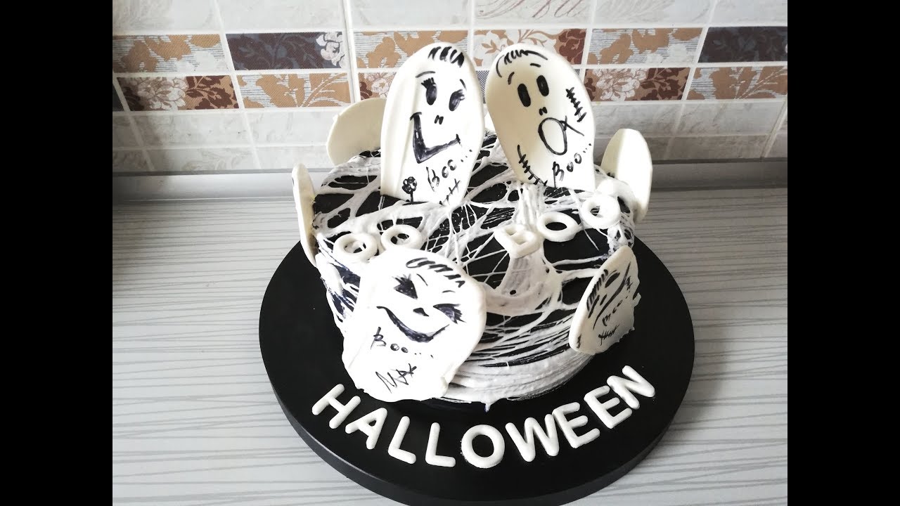 👀вы удивитесь насколько это ПРОСТО👻👻👻торт на  ХЭЛЛОУИН с привидениями