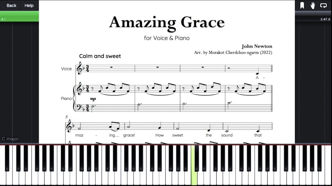AMAZING GRACE Piano sheet music (Avialable for all instruments)