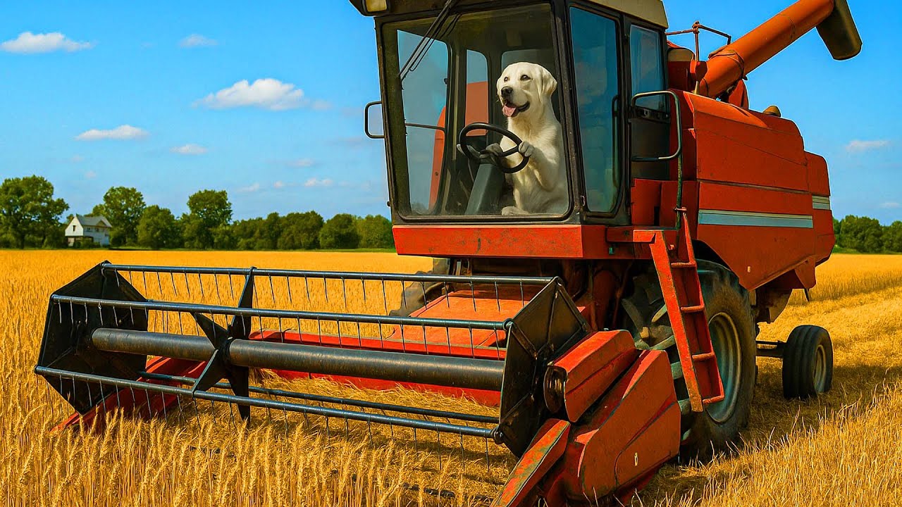 DOG FARM: Wheat Harvest 2025 at Crossroad Farms in Indiana! Wheat Harvester, Truck | Farm Vehicles
