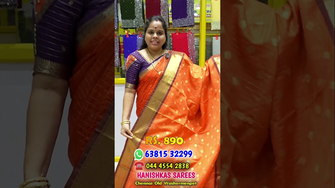 Rust Orange Silk Sarees, Semi Silk Sarees, Kanchi Silk Saree, Wholesale Sarees #shorts #saree #trend