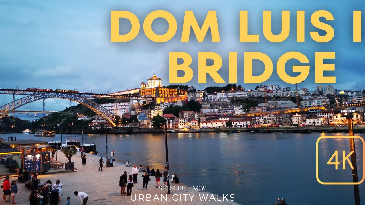 Walking the Dom Luis I bridge in Porto Portugal 4K - Huge bridge in Porto