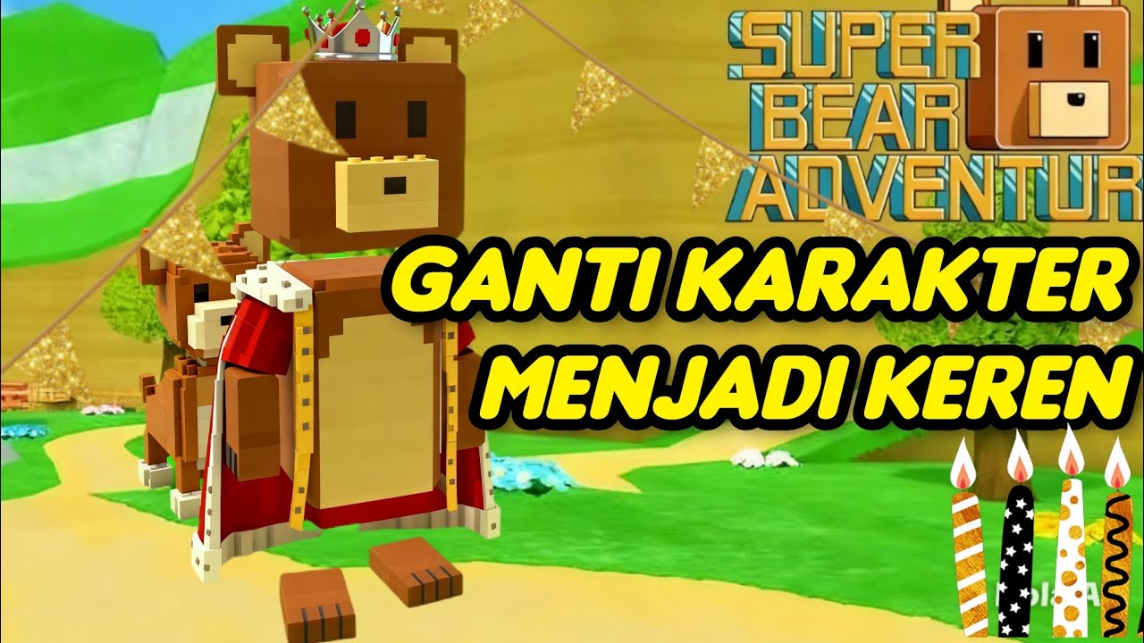 Aku mau nyoba upgrade karakter beruang imut ku di game super besar adventure