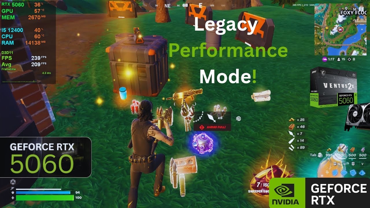 Fortnite Legacy Performance Mode Gameplay | RTX 5060 + i5-12400