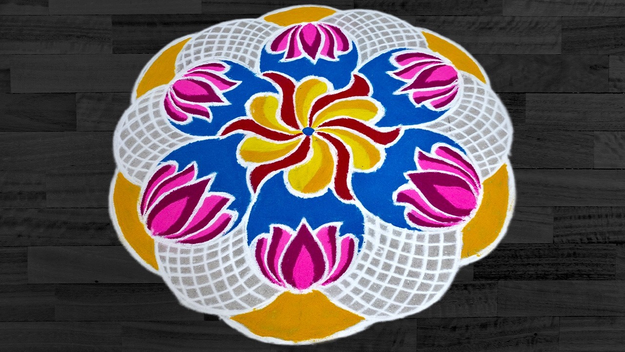 Full  Video Link Creative 3D Rangoli | Festival Rangoli Design | रंगोली डिजाइन