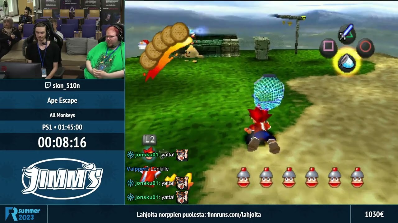 [Chat] Ape Escape All Monkeys by SioN in 1:38:58 - FinnRuns Summer 2023