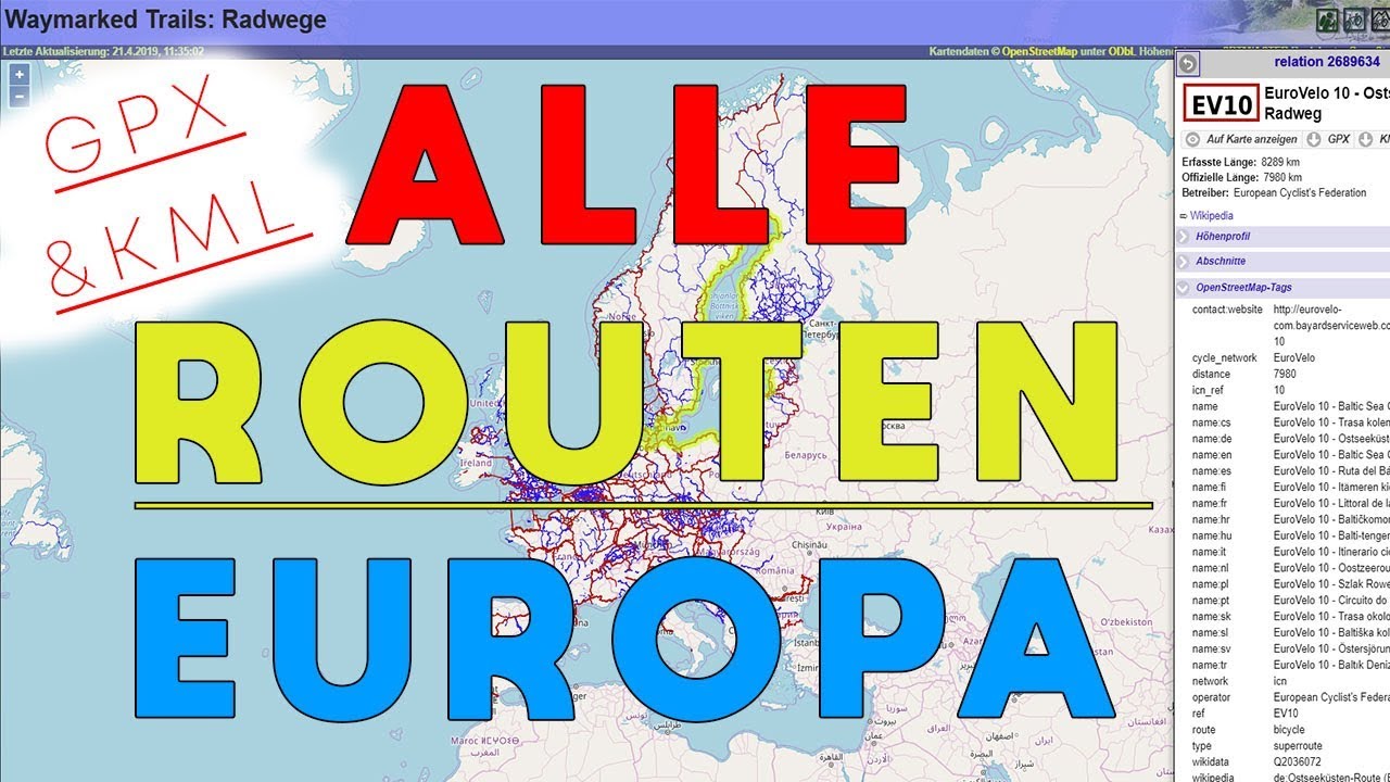 Pilgerwege, Radwege, Wanderwege, Rad-Routen | &Uuml;bersicht Europaweit GPX & KML