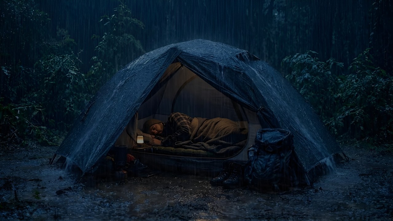 Torrential Rain on a Camping Tent ⛺ Relaxing Rain Sounds in the Wild