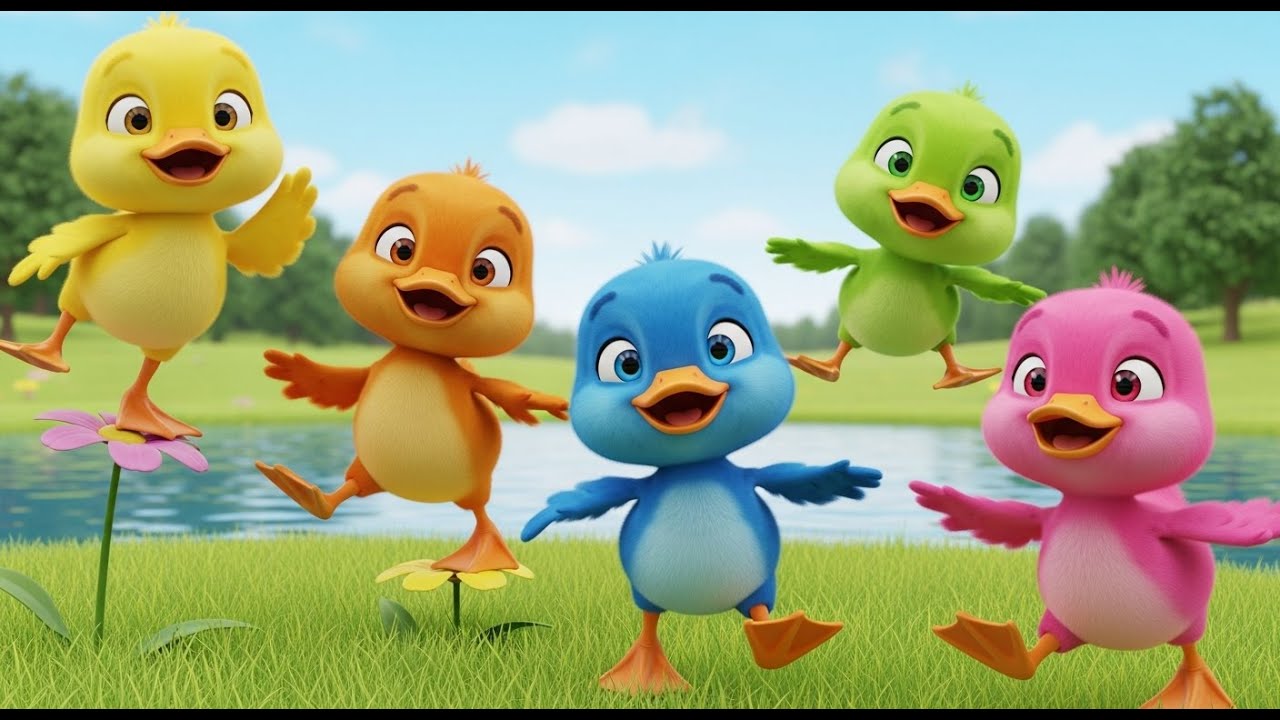 Cinq canetons marchent, marchent, marchent | Comptine des animaux pour enfants