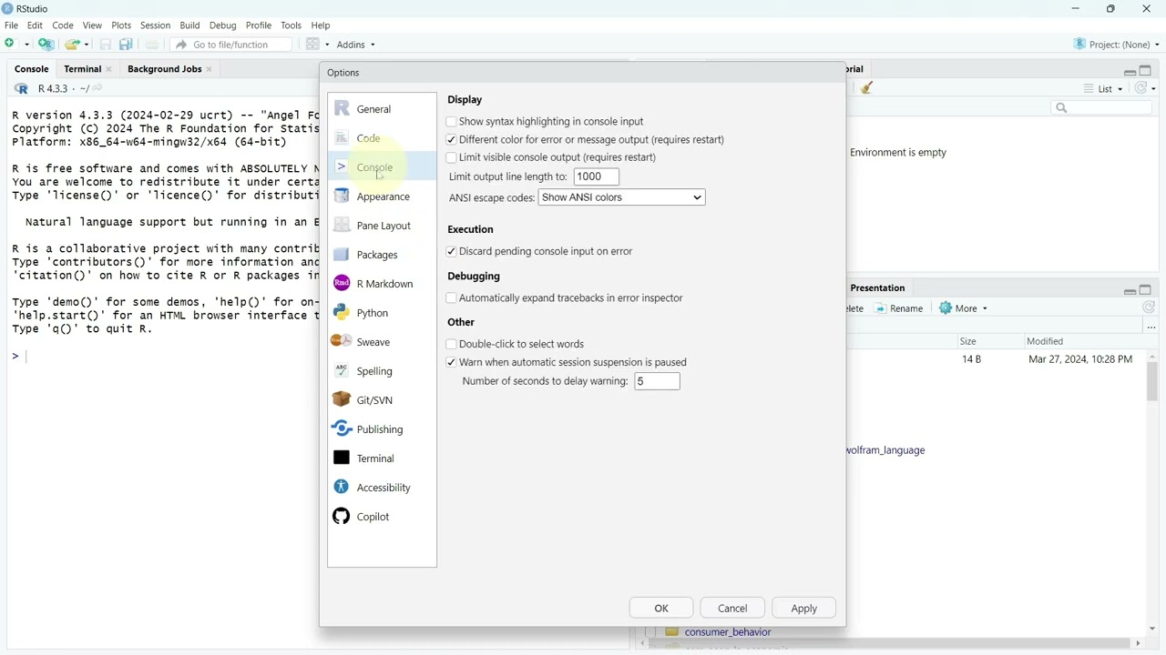 004 Configurar y personalizar Rstudio IDE