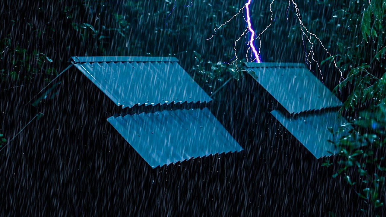 Rain Sounds For Sleeping - 99% Instantly Fall Asleep With Rain And Thunder Sound On Roof At Night