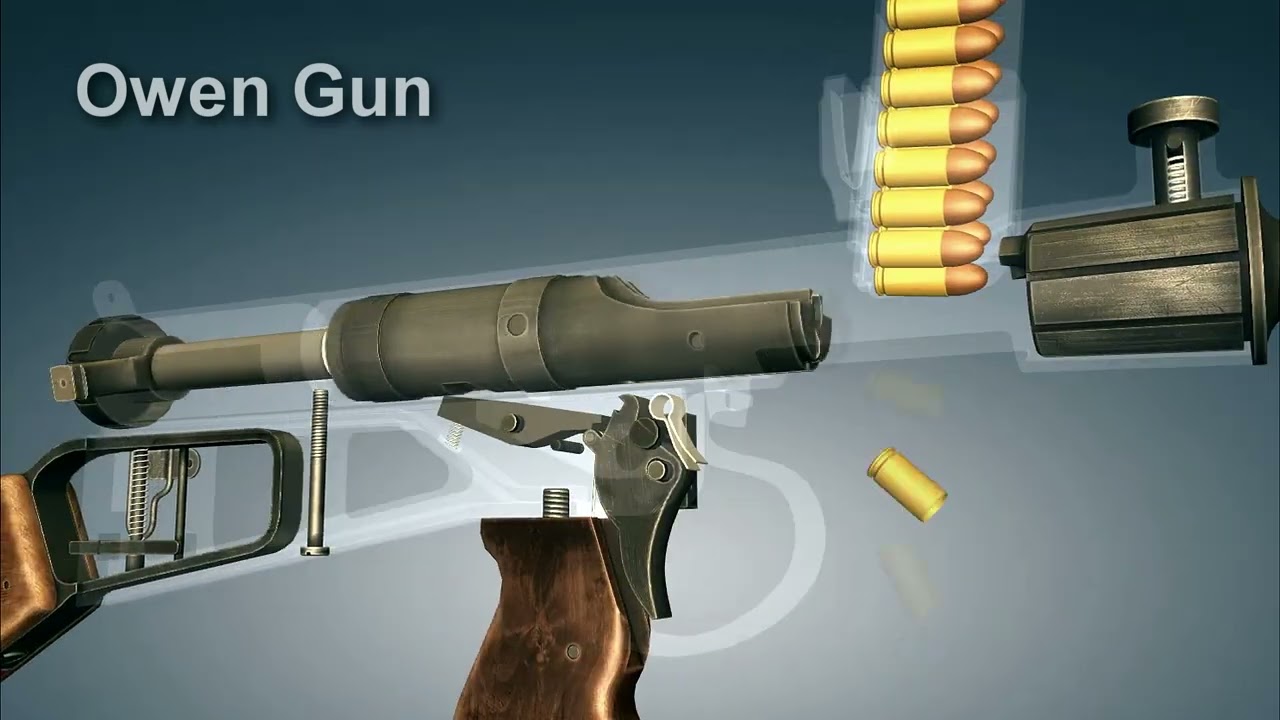 Australian Owen Gun SMG How it works | 3dGun