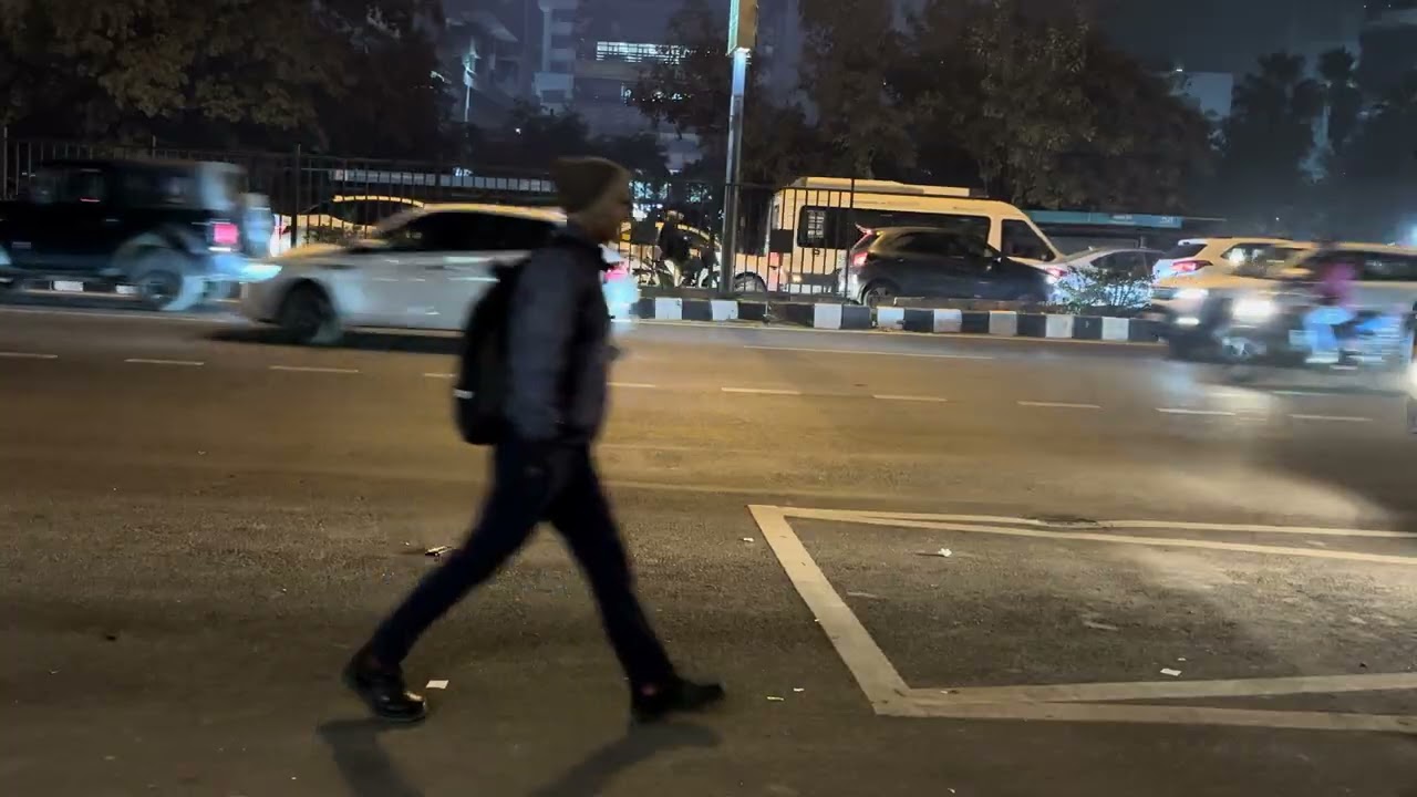 A winter evening on a Busy Road. winter evening |  city road evening | street life | evening street