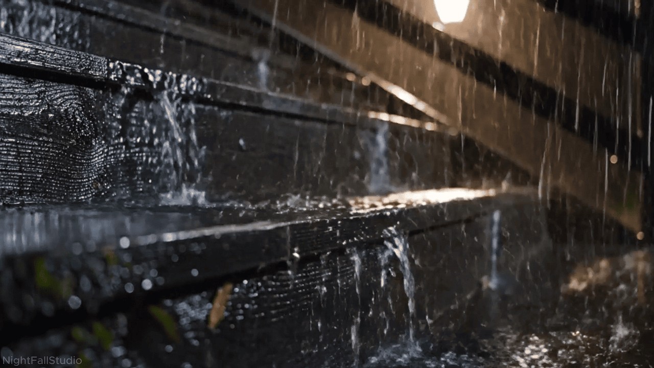 Cozy Night Rain on Wooden Stairs 🌧️🌙 | Relaxing Rain Sounds for Deep Sleep & Meditation