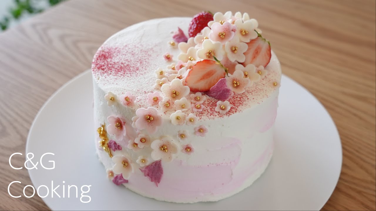 桜ショートケーキの作り方 | ASMR ケーキ作り 桜ショートケーキ cafe vlog