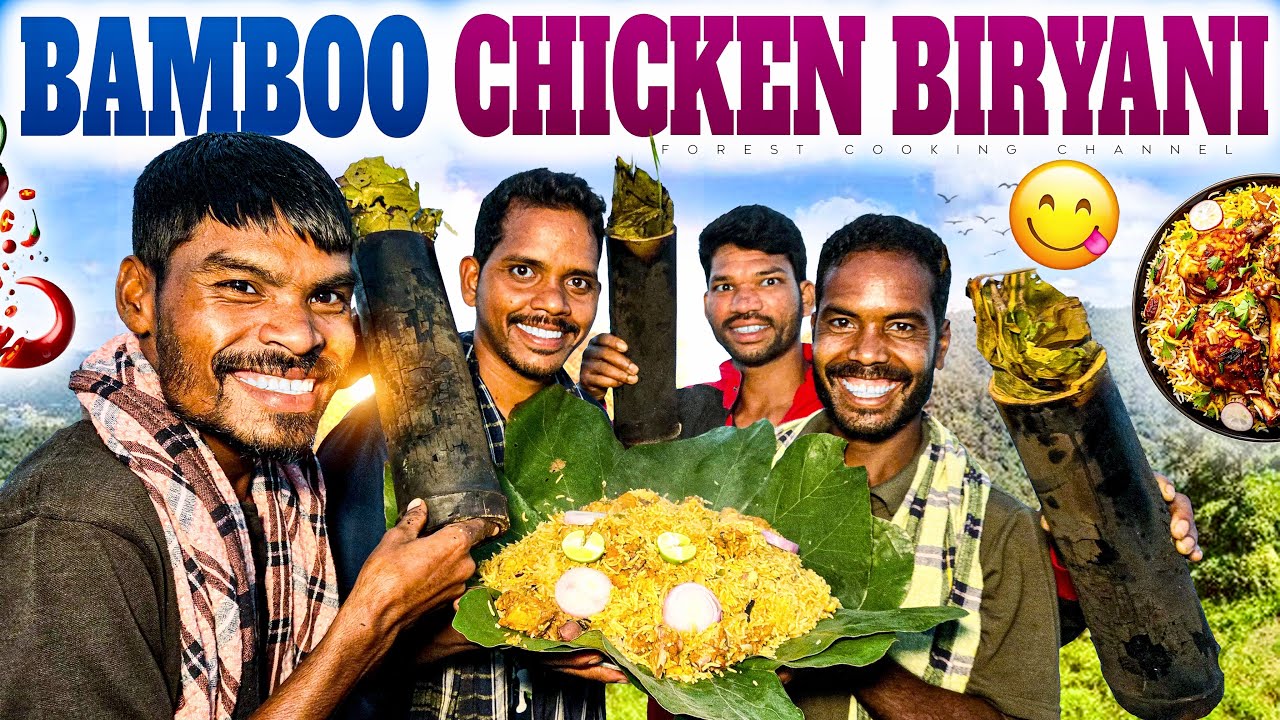 Bamboo Biryani in Forest | వెదురు బొంగులో బిర్యానీ | వర్షంలోనే భోజనం 😭 Forest Cooking Channel